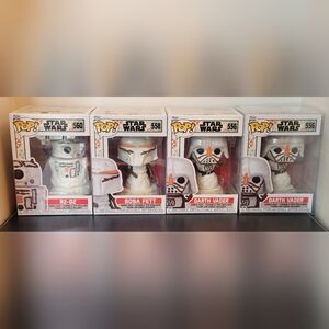 Funko Pop Christmas Star Wars Darth Vader 556 R2D2 560 Boba Fett 558 Lot Of 4